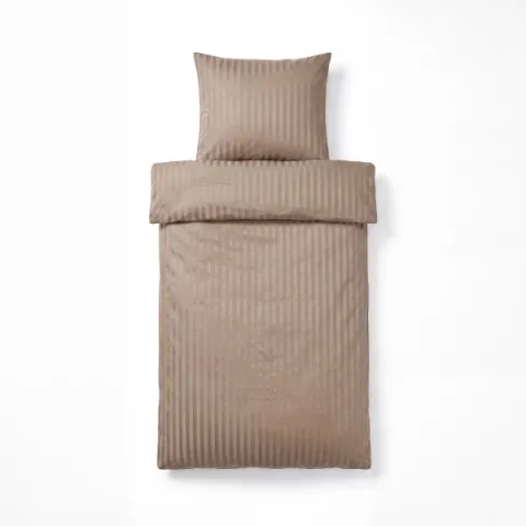 Mikrofaser Damast Bettwäsche (Stripe) | Beige | 120gsm | 155x220+80x80 cm