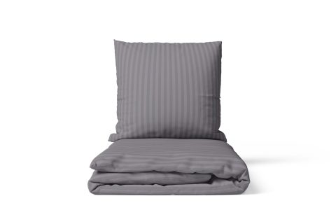 Mikrofaser Damast Bettwäsche (Stripe) | Grau | 120gsm | 155x220+80x80 cm