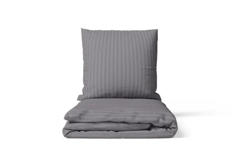 Mikrofaser Damast Bettwäsche (Stripe) | Grau | 120gsm | 155x220+80x80 cm