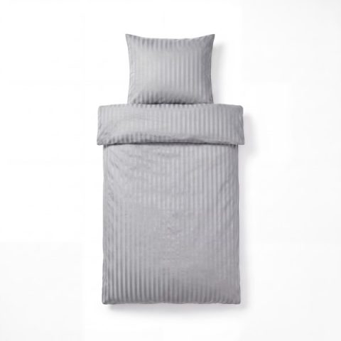 Mikrofaser Damast Bettwäsche (Stripe) | Silber | 120gsm | 155x220+80x80 cm