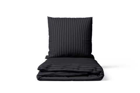Mikrofaser Damast Bettwäsche (Stripe) | Schwarz | 120gsm | 155x220+80x80 cm