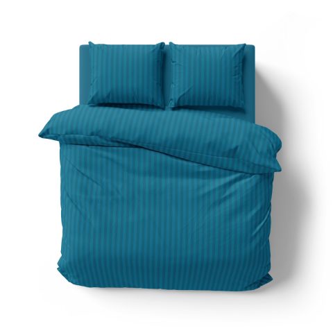 Mikrofaser Damast Bettwäsche (Stripe) | petrol | 120gsm | 200x200+2x80x80 cm