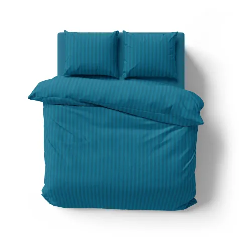 Mikrofaser Damast Bettwäsche (Stripe) | petrol | 120gsm | 200x200+2x80x80 cm