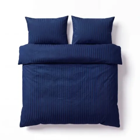 Mikrofaser Damast Bettwäsche (Stripe) | Navy | 120gsm | 200x200+2x80x80 cm