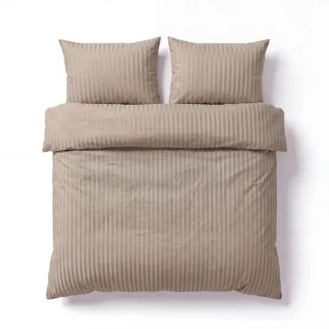 Mikrofaser Damast Bettwäsche (Stripe) | Beige | 120gsm | 200x200+2x80x80 cm