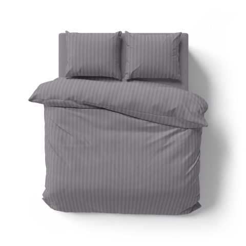 Mikrofaser Damast Bettwäsche (Stripe) | Grau | 120gsm | 200x200+2x80x80 cm