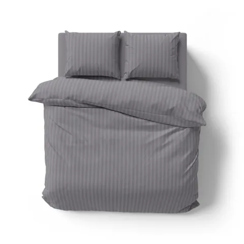 Mikrofaser Damast Bettwäsche (Stripe) | Grau | 120gsm | 200x200+2x80x80 cm