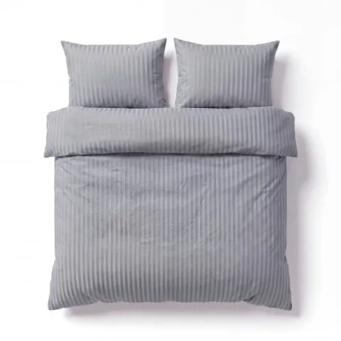 Mikrofaser Damast Bettwäsche (Stripe) | Silber | 120gsm | 200x200+2x80x80 cm