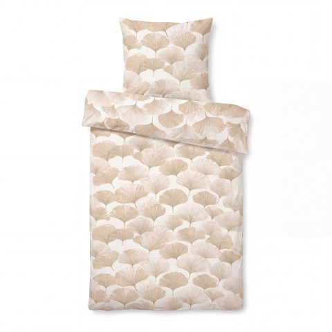 Mikrofaser Design Bettwäsche 155x220 + 80x80 cm Ginkgo Beige