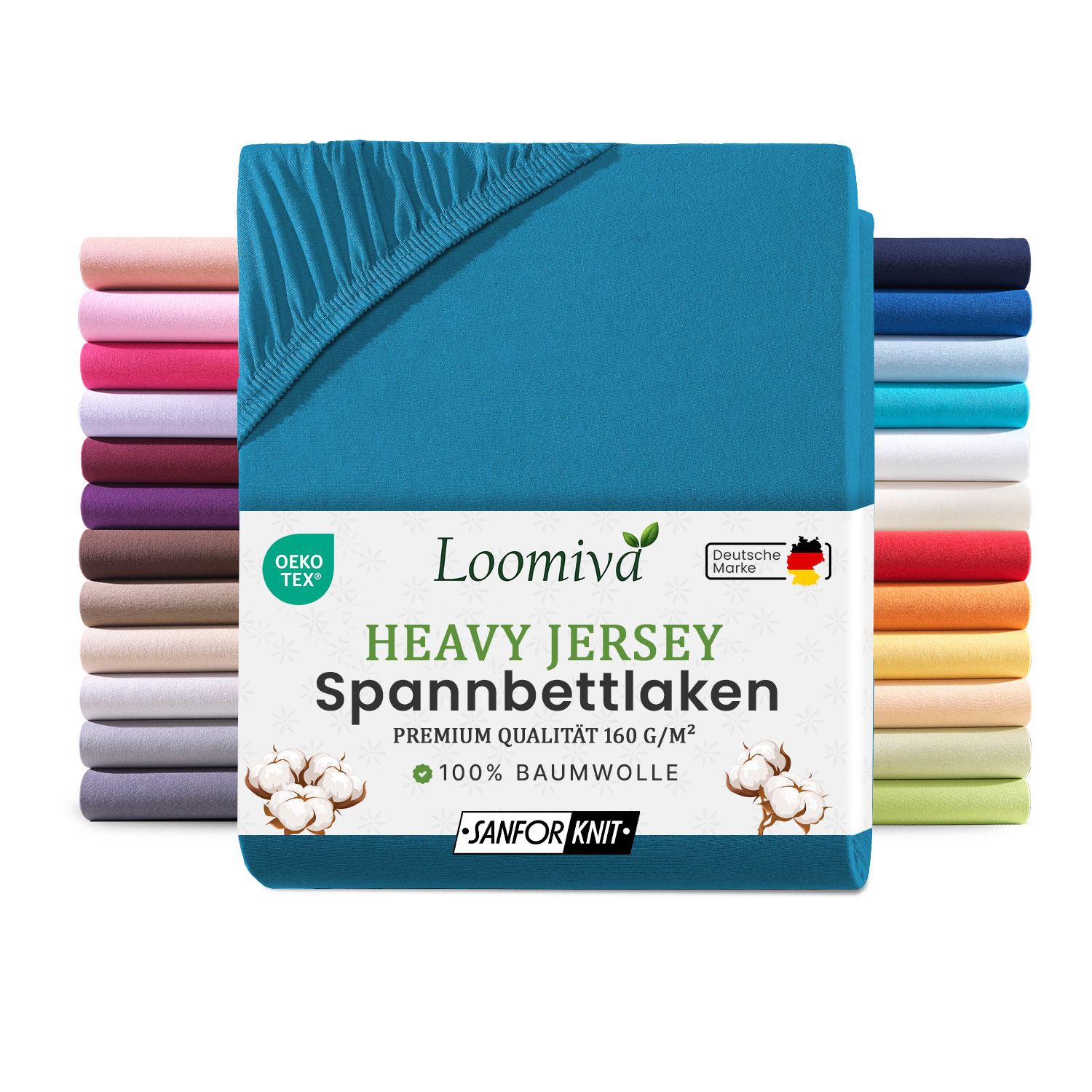 Heavy Jersey Spannbettlaken 160gsm in große 120-130×200+30 cm | Petrol Farbe