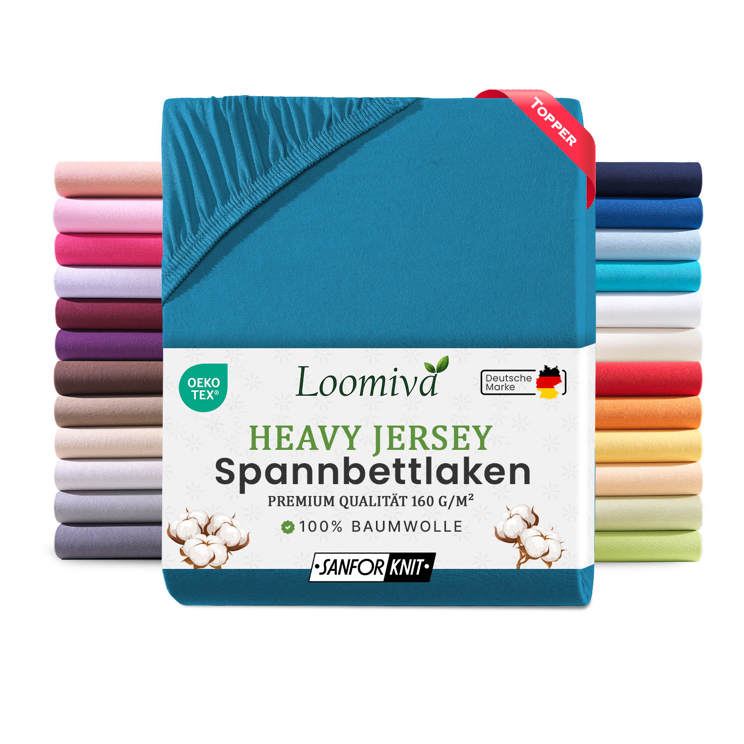 Heavy Jersey Topper 160gsm in große 180-200×200+15 cm | Petrol Farbe