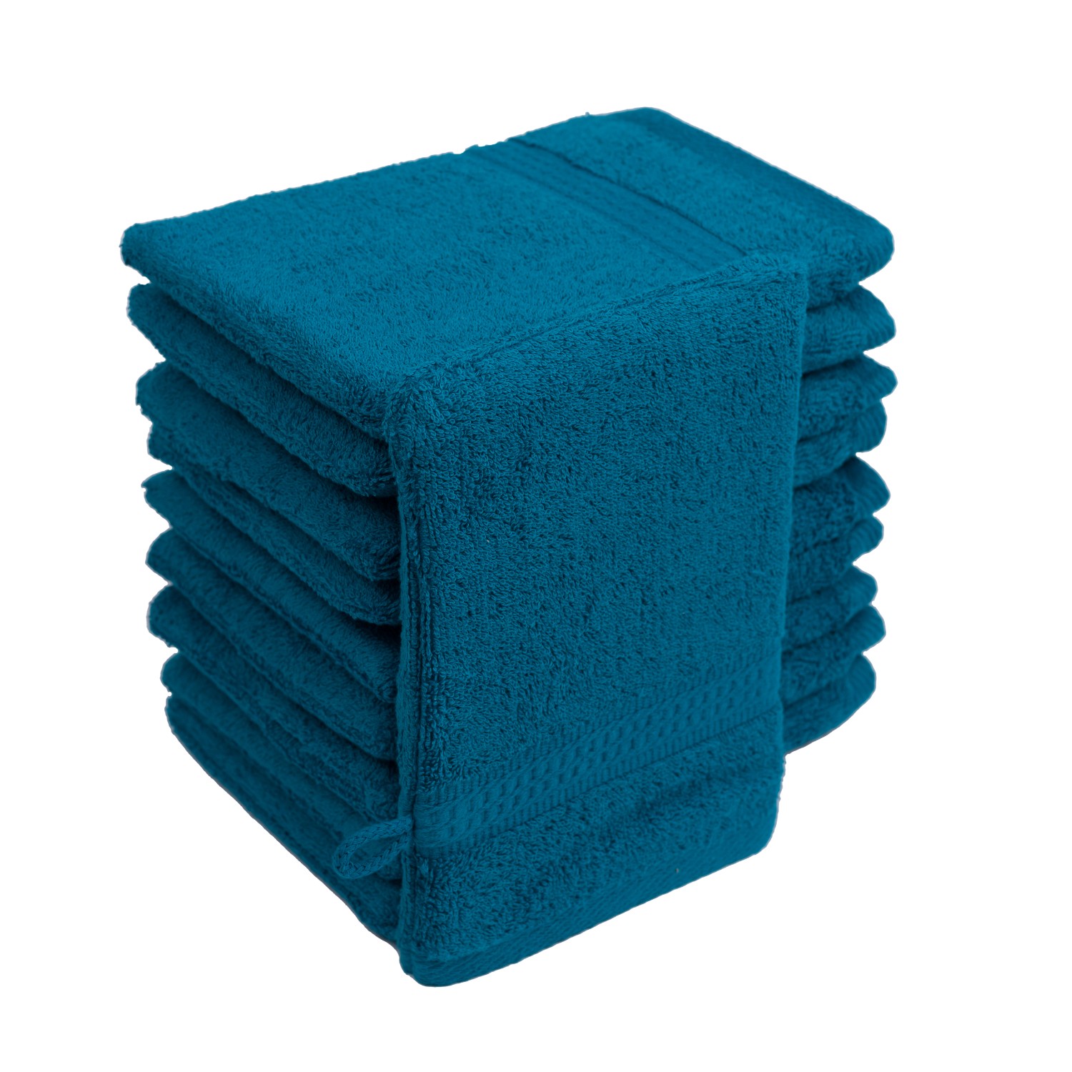 10er Set Frottierware Elegance Waschhandschuhe 500gm in große 16×21 cm in Farbe Petrol