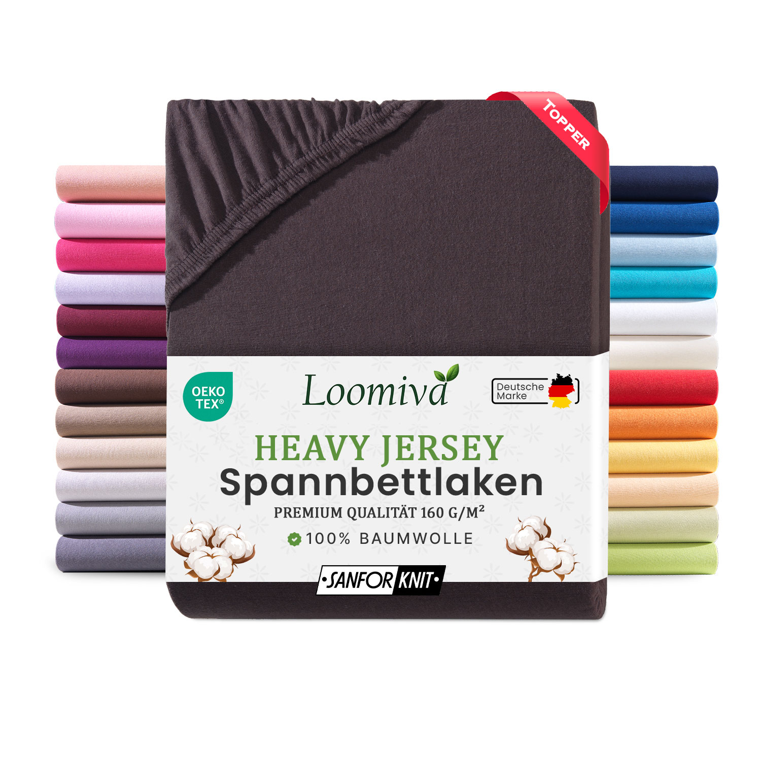 Heavy Jersey Spannbettlaken 160gsm in große 180-200×200+15 cm | Schokobraun Farbe