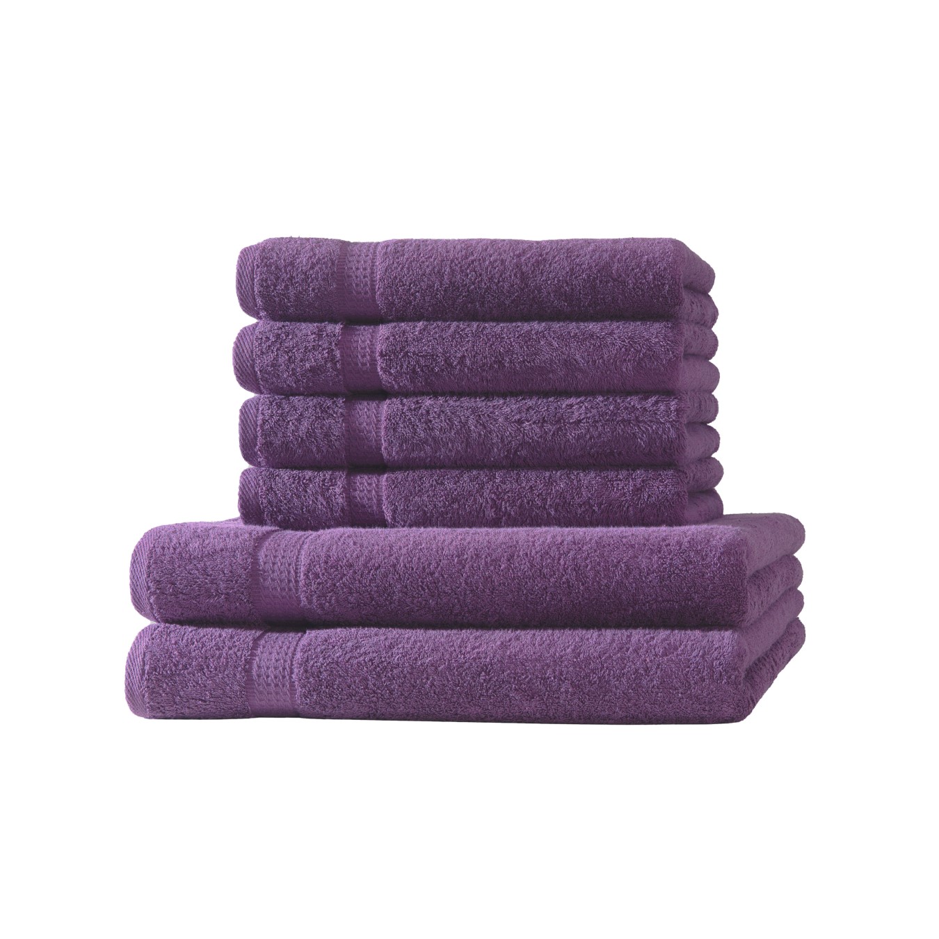 Loomiva Frottier Set 4x Handtuch + 2X Duschtuch | 500g/m² | 100% Baumwolle | Extra Weich | Öko-TEX Standard 100 | Aubergine