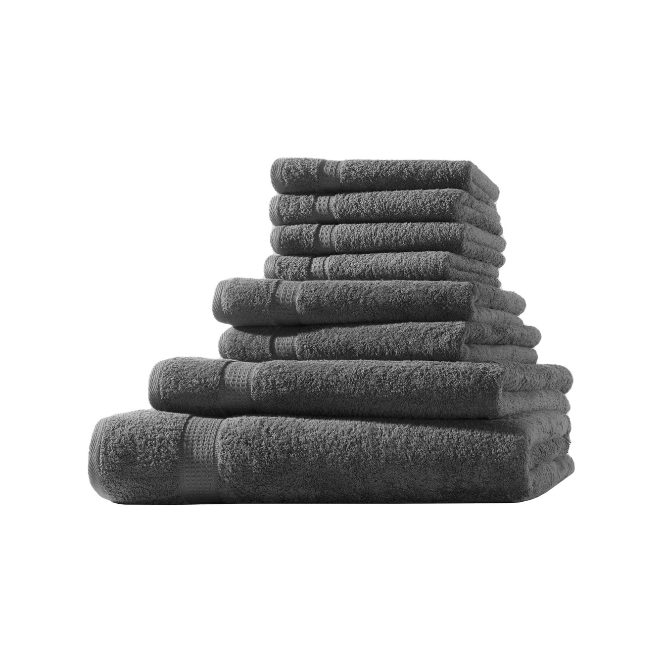 Frottier 8er Set 4x Gästetuch + 2x Handtuch + 1x Duschtuch + 1x Badetuch | 500g/m² | 100% Baumwolle | Extra Weich | Öko-TEX Standard 100 | Anthrazit