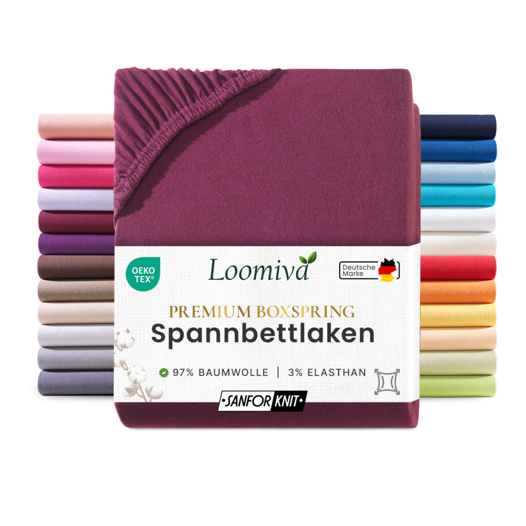 WB/Boxspringbett Spannbettlaken 190gsm in große 140-160×220+40 cm | Bordeaux / Weinrot Farbe