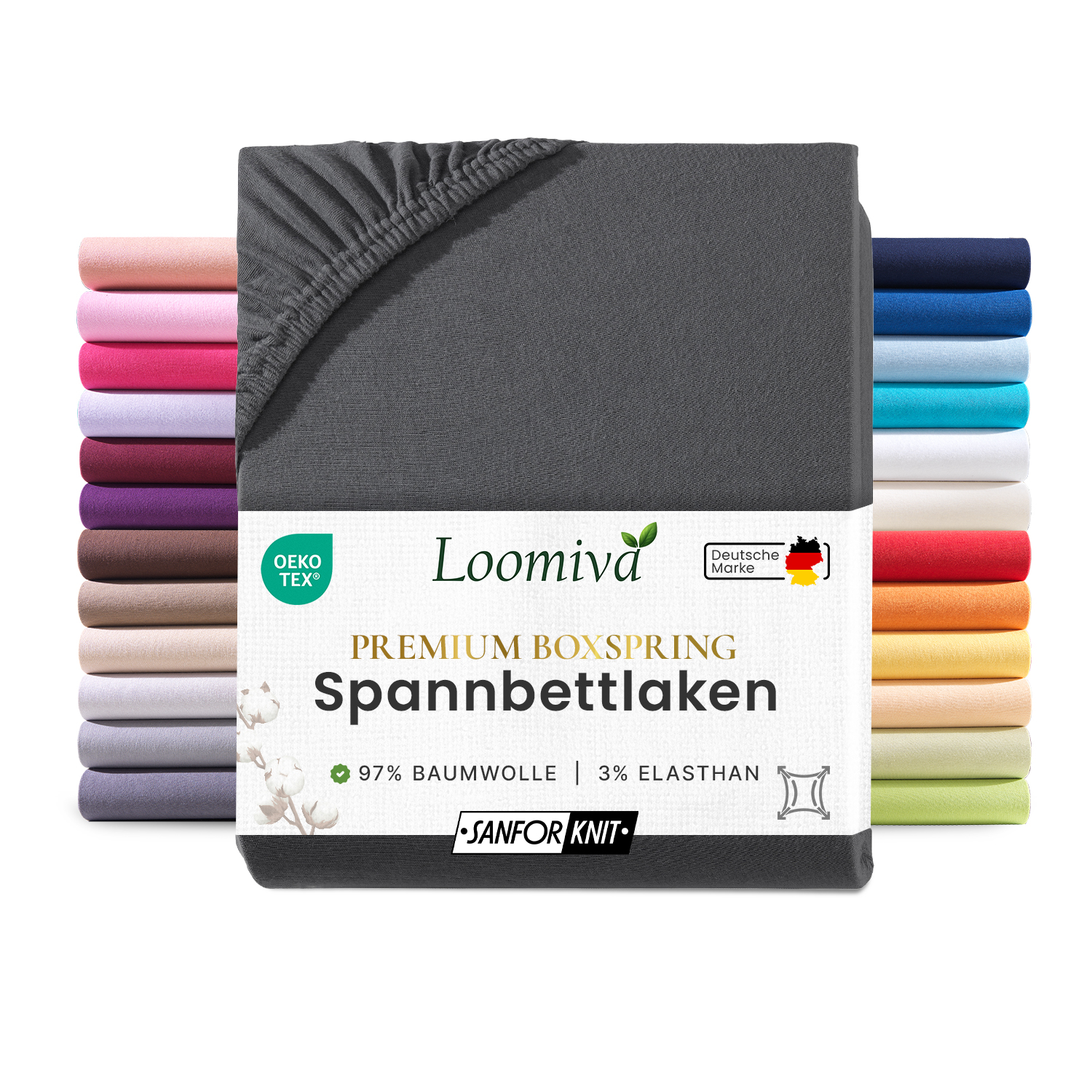 WB/Boxspringbett Spannbettlaken 190gsm in große 180-200×220+40 cm | Anthrazit / Graphit Farbe