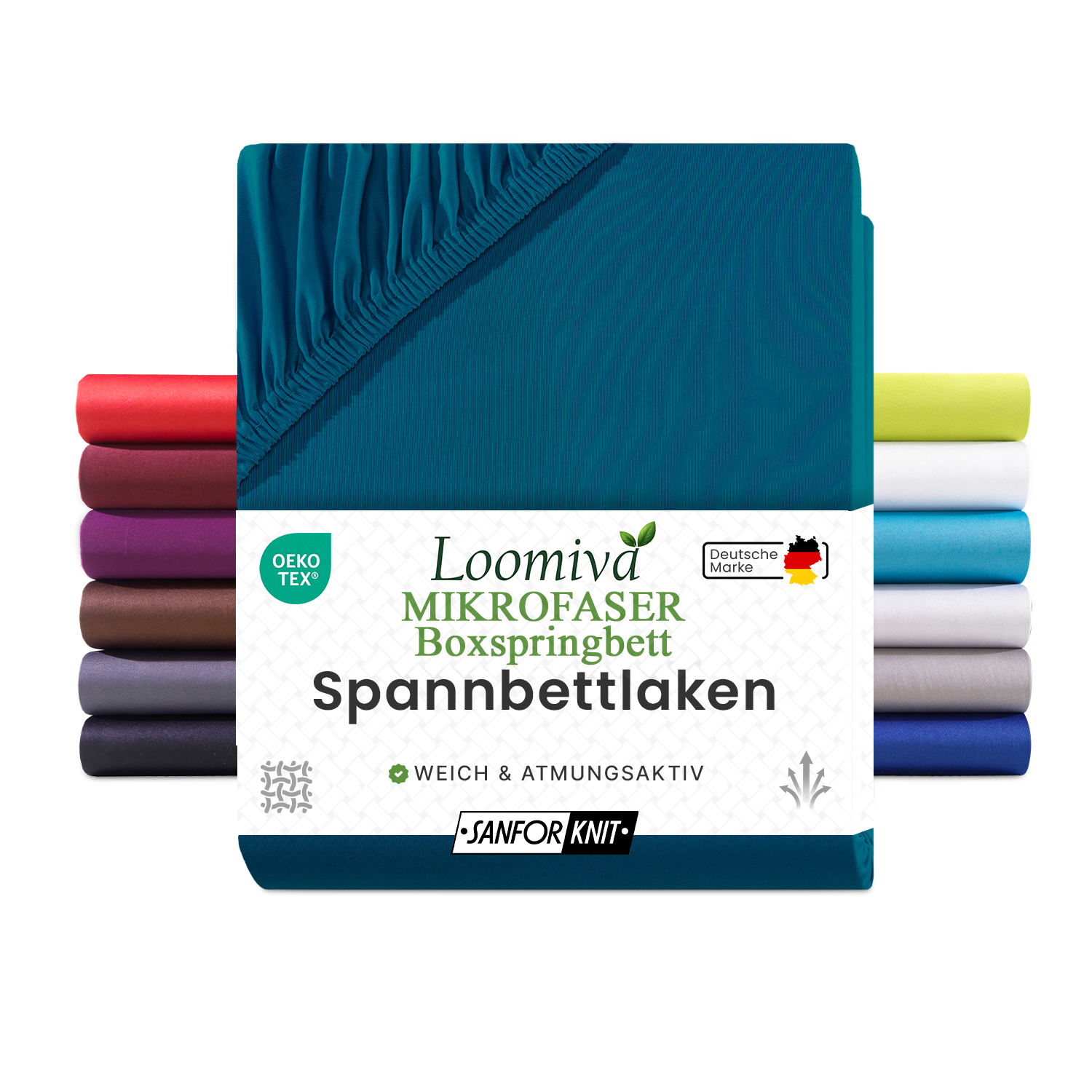 Mikrofaser Spannbettlaken 135gsm in große 180-200×220+40 cm | Petrol Farbe