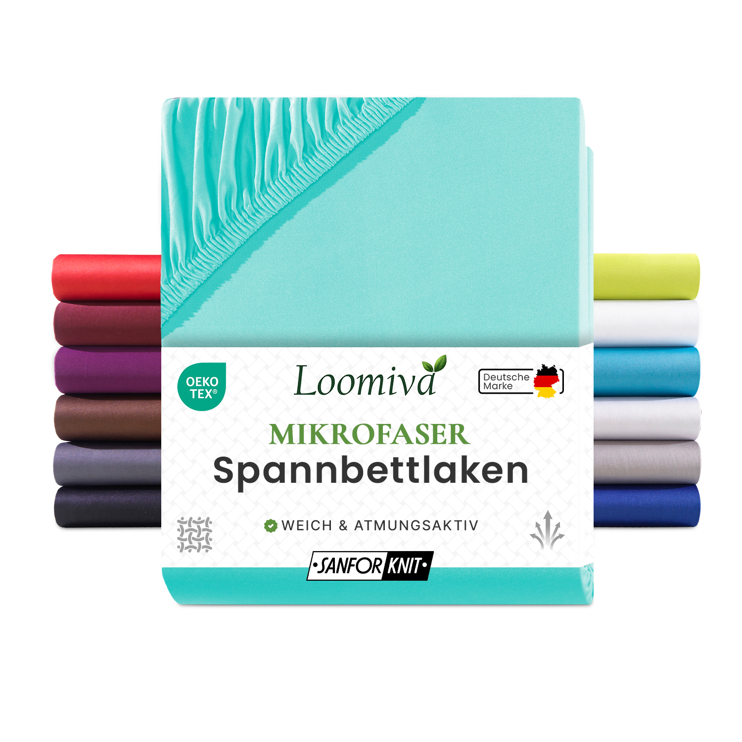 Mikrofaser Spannbettlaken 135gsm in große 90-100×200+30 cm | Aqua / Lagune Farbe