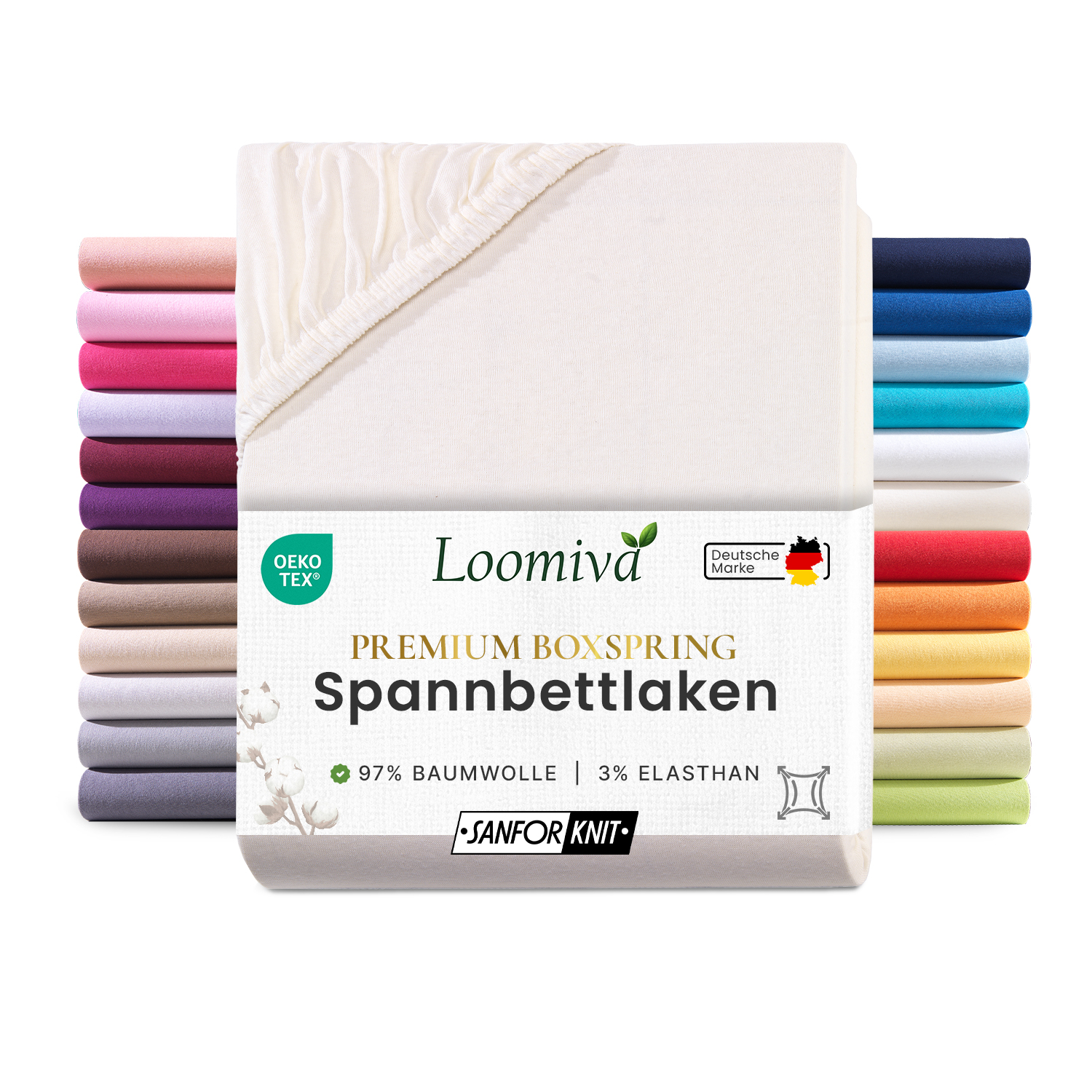 WB/Boxspringbett Spannbettlaken 190gsm in große 140-160×220+40 cm | Natur / Ecru Farbe