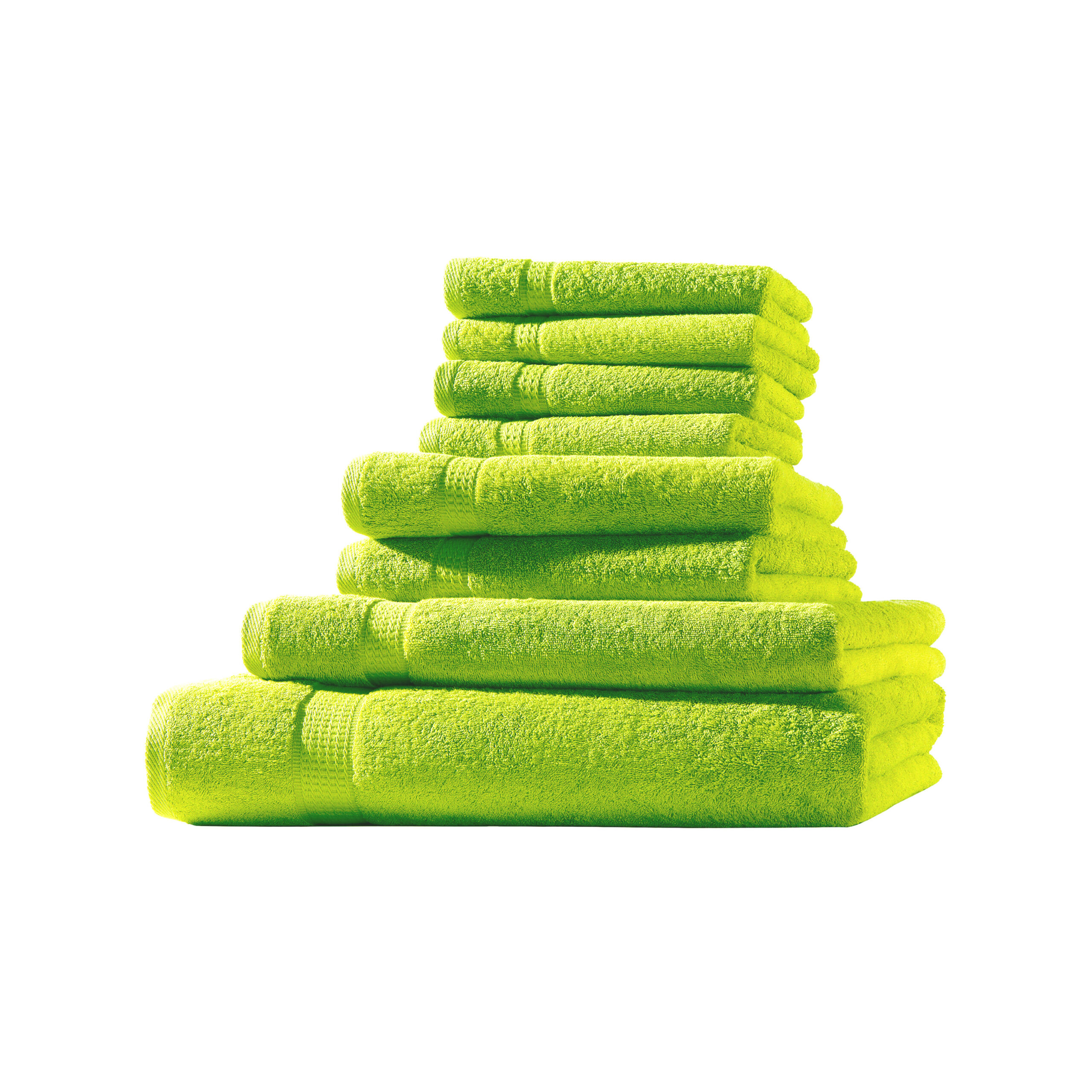 Frottier 8er Set 4x Gästetuch + 2x Handtuch + 1x Duschtuch + 1x Badetuch | 500g/m² | 100% Baumwolle | Extra Weich | Öko-TEX Standard 100 | Apfelgrün