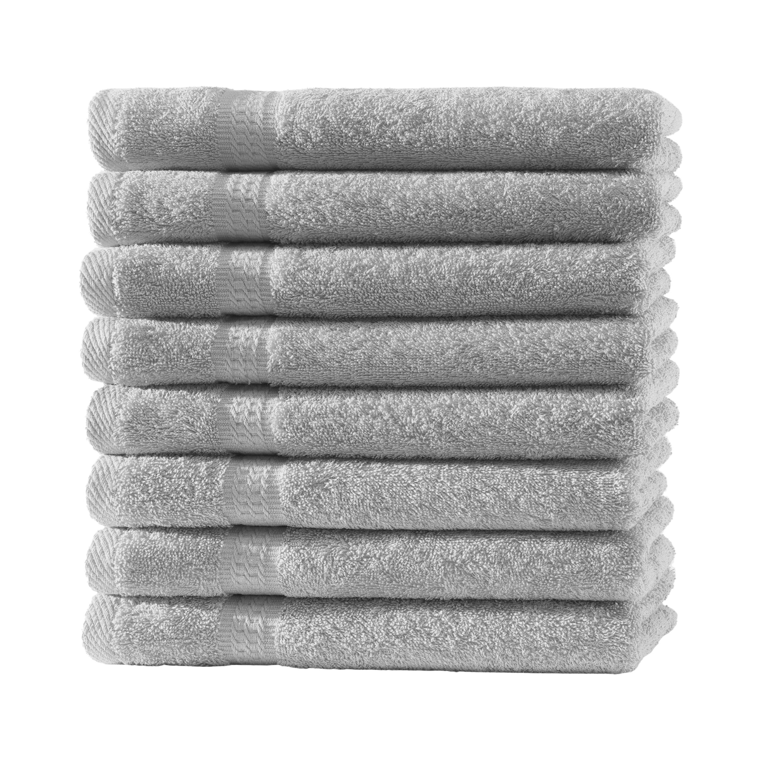 8er Set Frottierware Elegance 500gm in große 30×50 cm in Farbe Silber