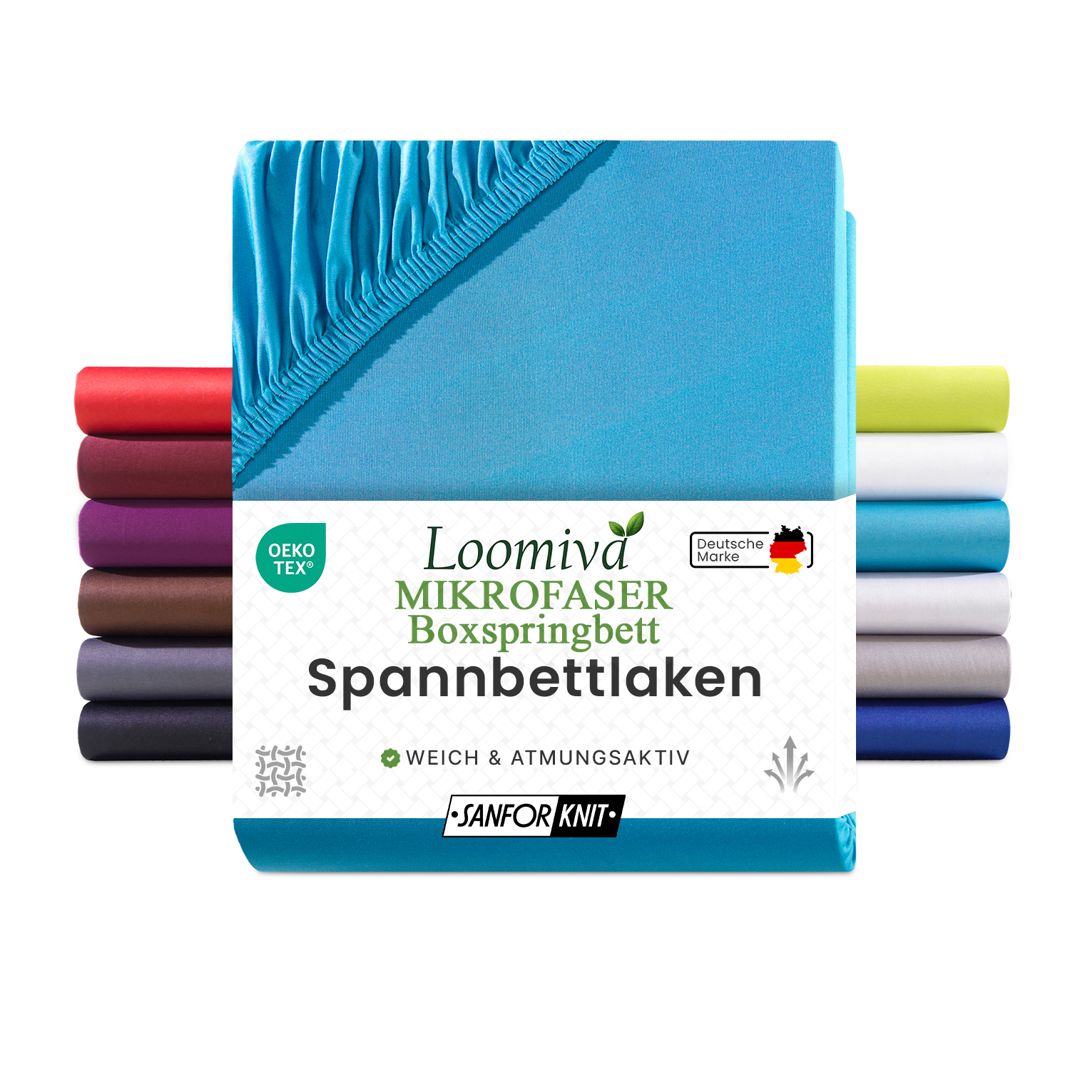 Mikrofaser Spannbettlaken 135gsm in große 180-200×220+40 cm | Tuerkis Farbe