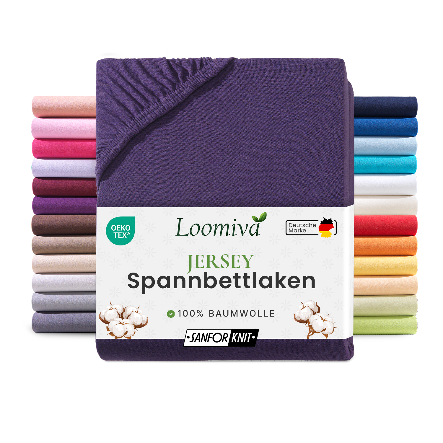 Jersey Spannbettlaken 140gsm in große 140-160×200+30 cm | Aubergine / Pflaume Farbe