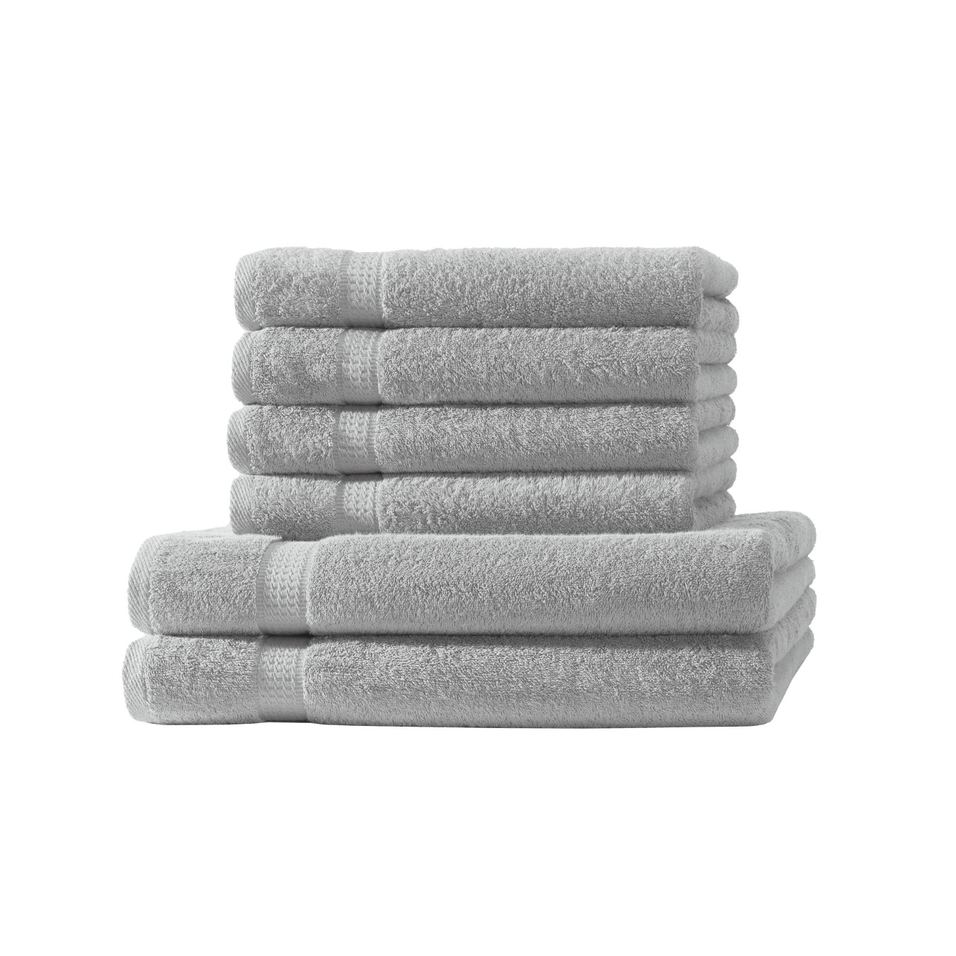 Loomiva Frottier Set 4x Handtuch + 2X Duschtuch | 500g/m² | 100% Baumwolle | Extra Weich | Öko-TEX Standard 100 | Silber