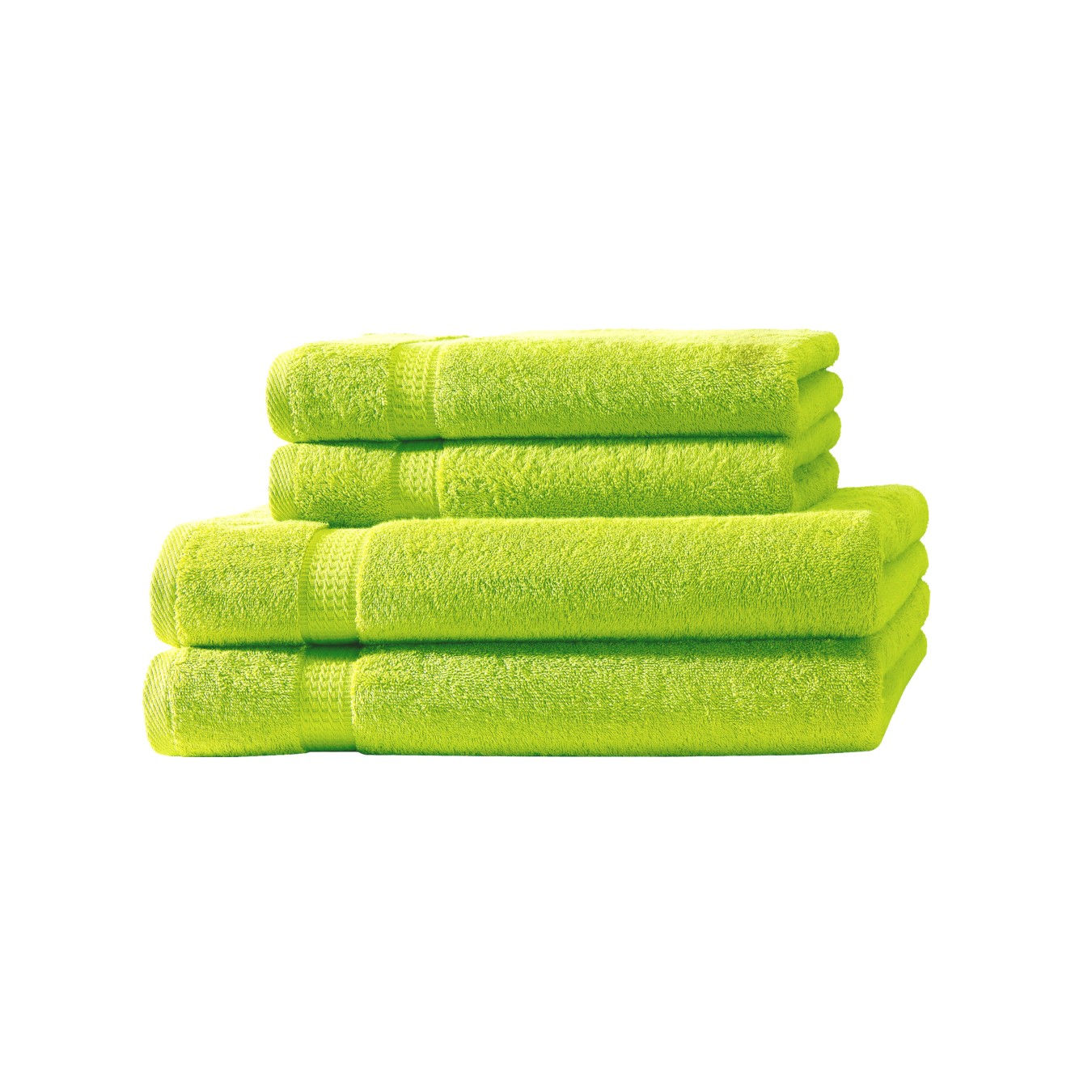 4er Set 2X Handtuch + 2X Duschtuch in Apfelgruen | 500g/m² | 100% Baumwolle