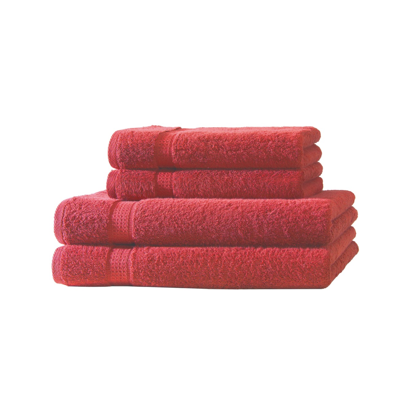 4er Set 2X Handtuch + 2X Duschtuch in Rot | 500g/m² | 100% Baumwolle
