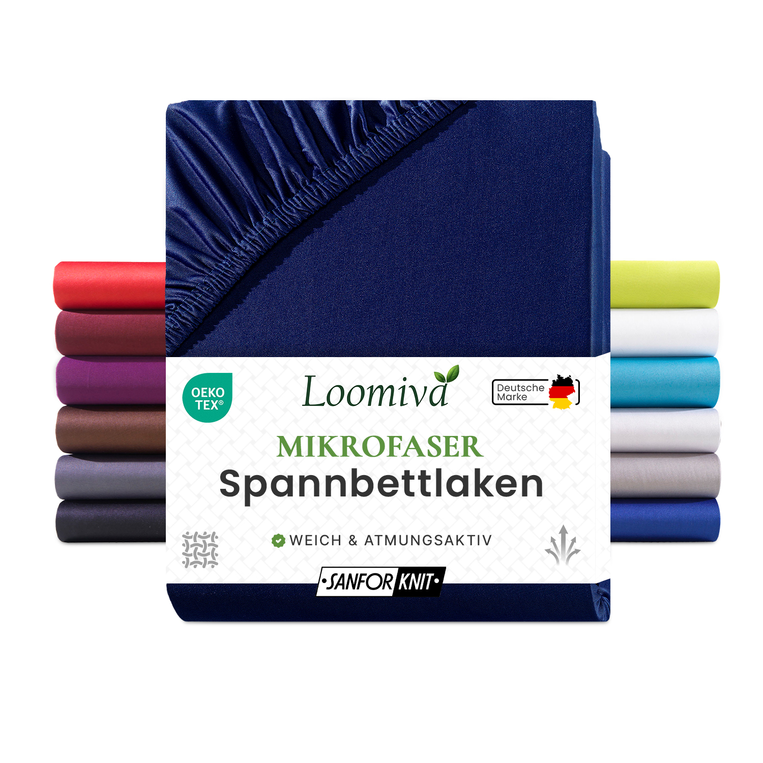 Mikrofaser Spannbettlaken 135gsm in große 90-100×200+30 cm | Marine / Navy Farbe