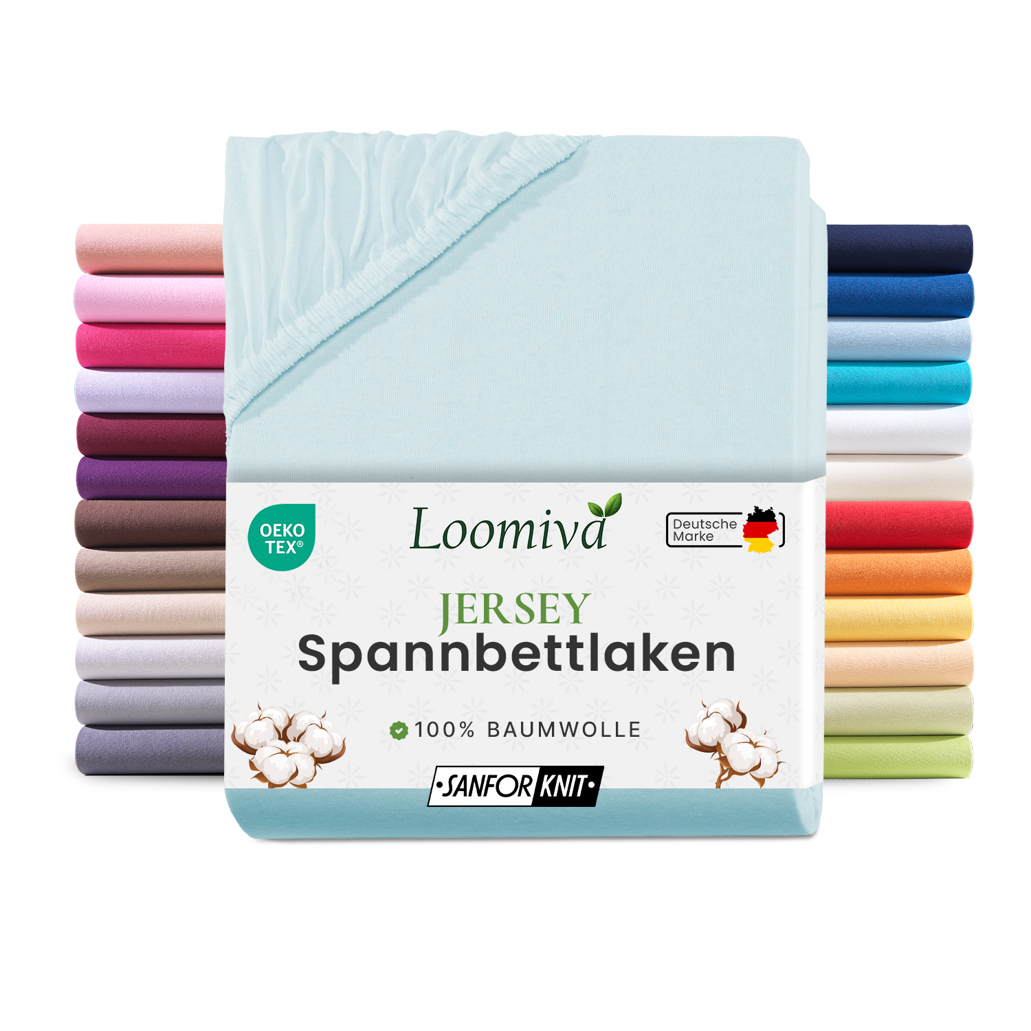 Jersey Spannbettlaken 140gsm in große 90-100×200+30 cm | Aqua / Lagune Farbe