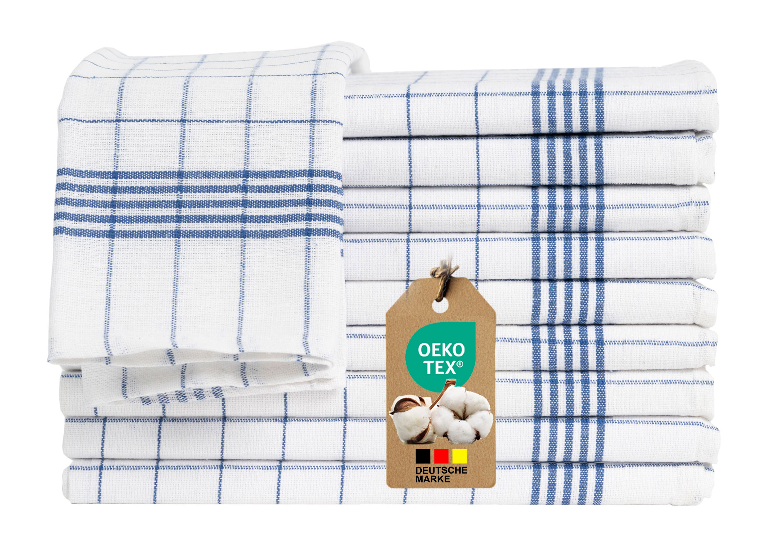 10er Set Halbleinen Geschirrtuecher 50×70 cm | Haushalt und Küche | 50% Leinen und 50% Baumwolle | Öko-TEX Standard 100