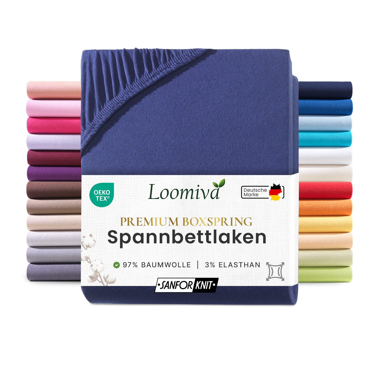 WB/Boxspringbett Spannbettlaken 190gsm in große 180-200×220+40 cm | Marine / Navy Farbe