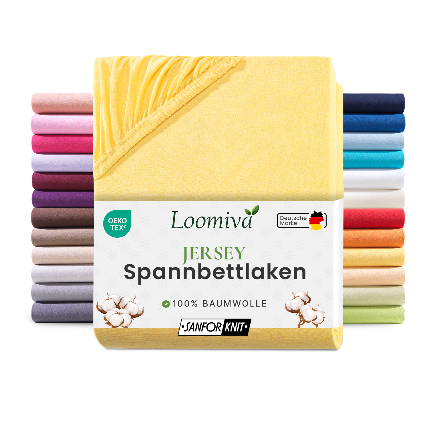Jersey Spannbettlaken 140gsm in große 140-160×200+30 cm | Gelb / Vanille Farbe