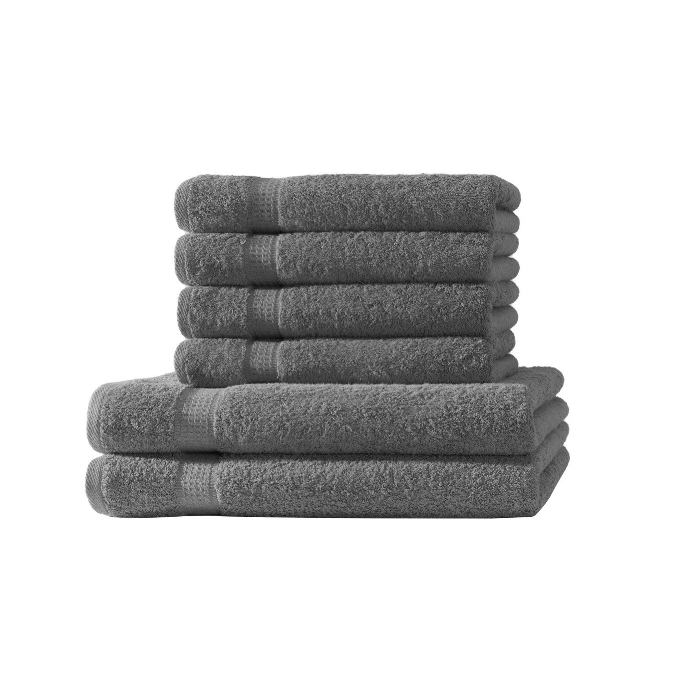 Loomiva Frottier Set 4x Handtuch + 2X Duschtuch | 500g/m² | 100% Baumwolle | Extra Weich | Öko-TEX Standard 100 | Anthrazit