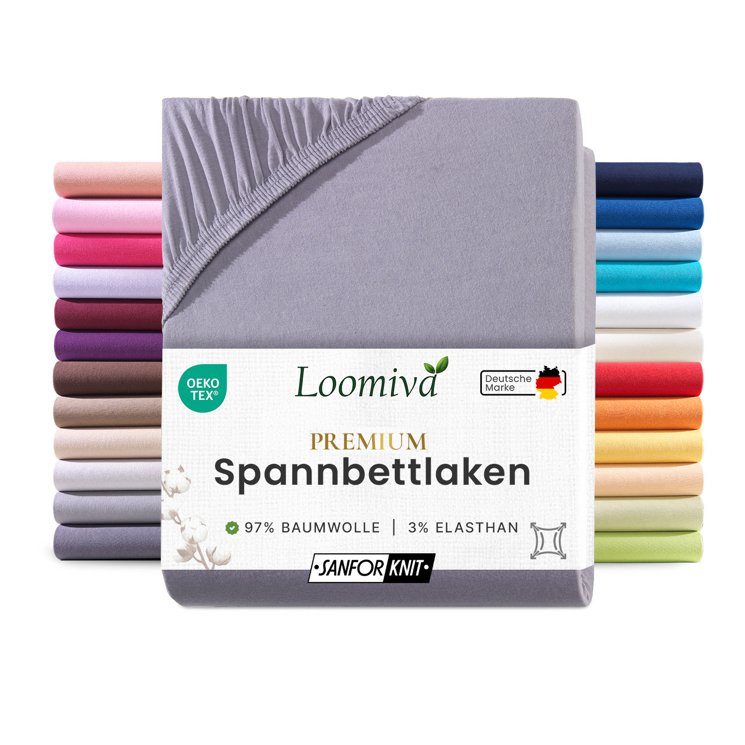 WB/Boxspringbett Spannbettlaken 190gsm in große 180-200×200+30 cm | Grau / Platin Farbe
