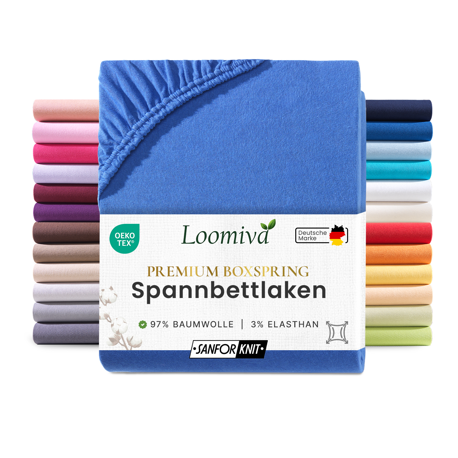 WB/Boxspringbett Spannbettlaken 190gsm in große 180-200×220+40 cm | Royal / Kobalt Farbe