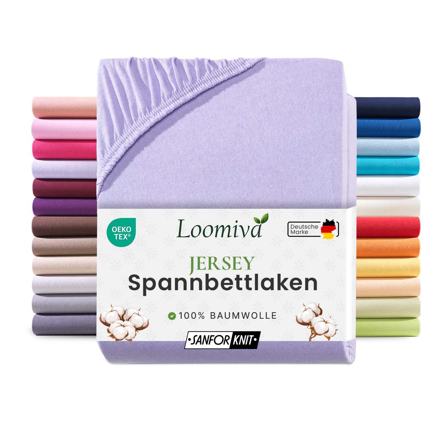 Jersey Spannbettlaken 140gsm in große 180-200×200+30 cm | Flieder Farbe