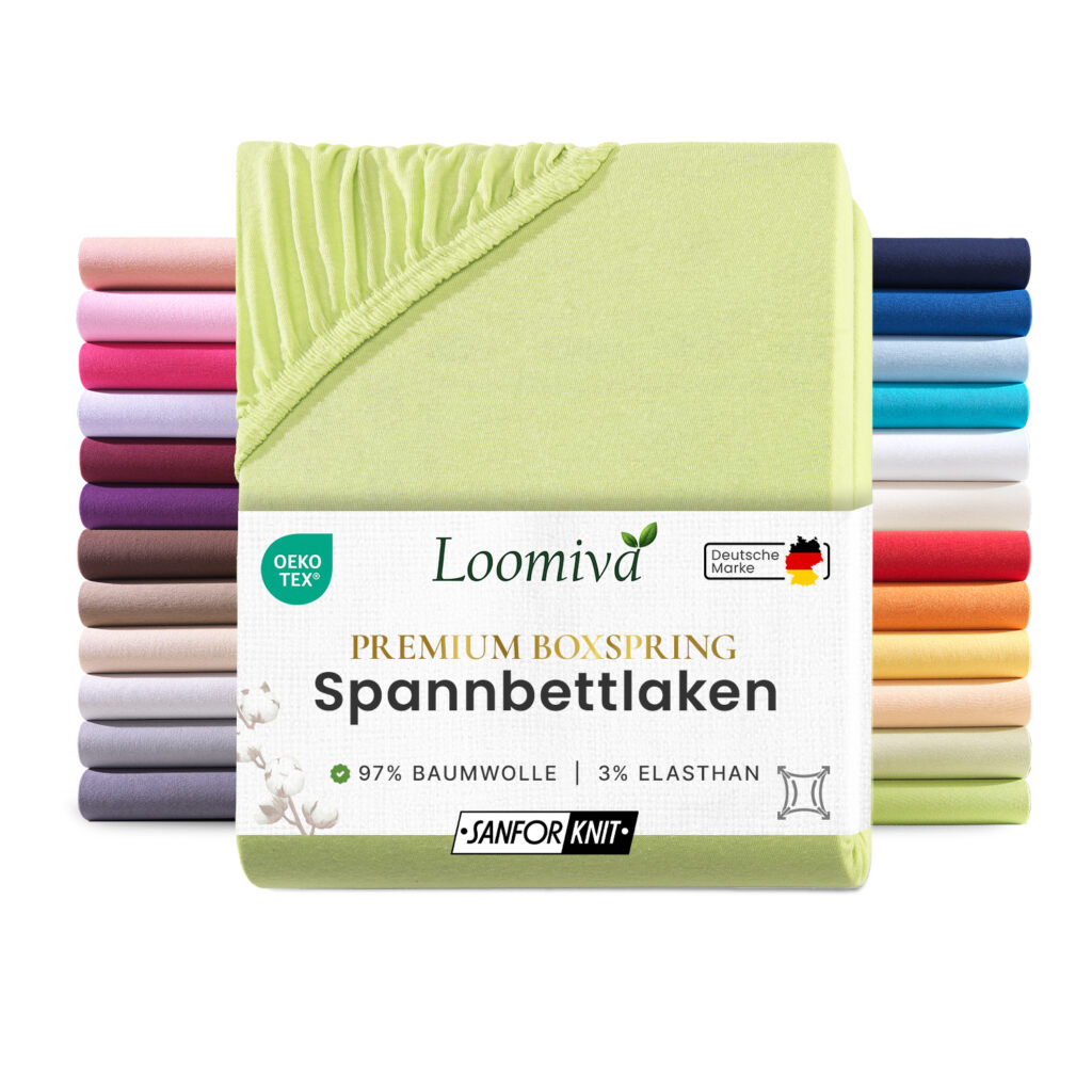 WB/Boxspringbett Spannbettlaken 190gsm in große 180-200×220+40 cm | Apfelgruen / Kiwi Farbe