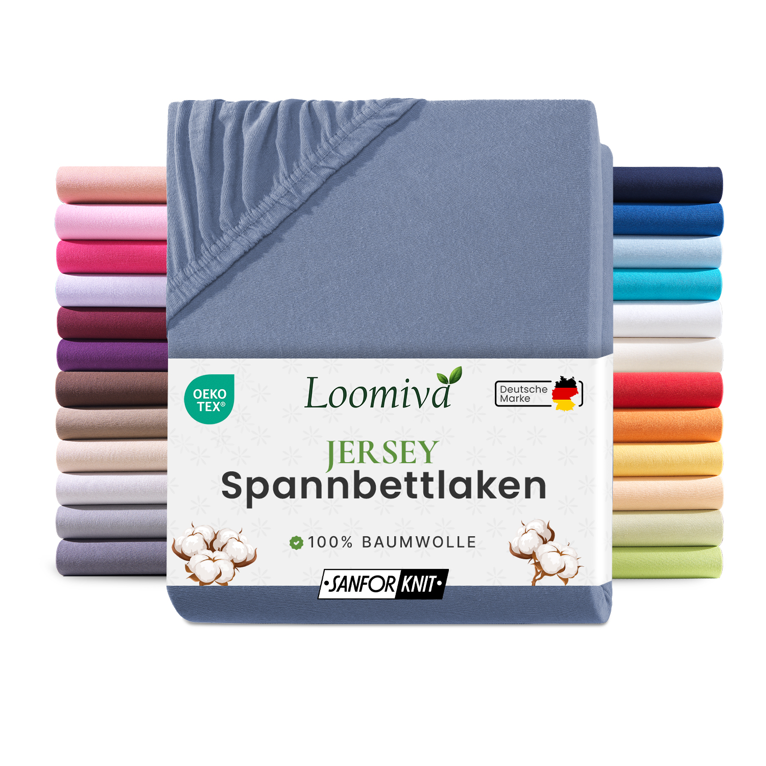 Jersey Spannbettlaken 140gsm in große 140-160×200+30 cm | Rauchblau Farbe