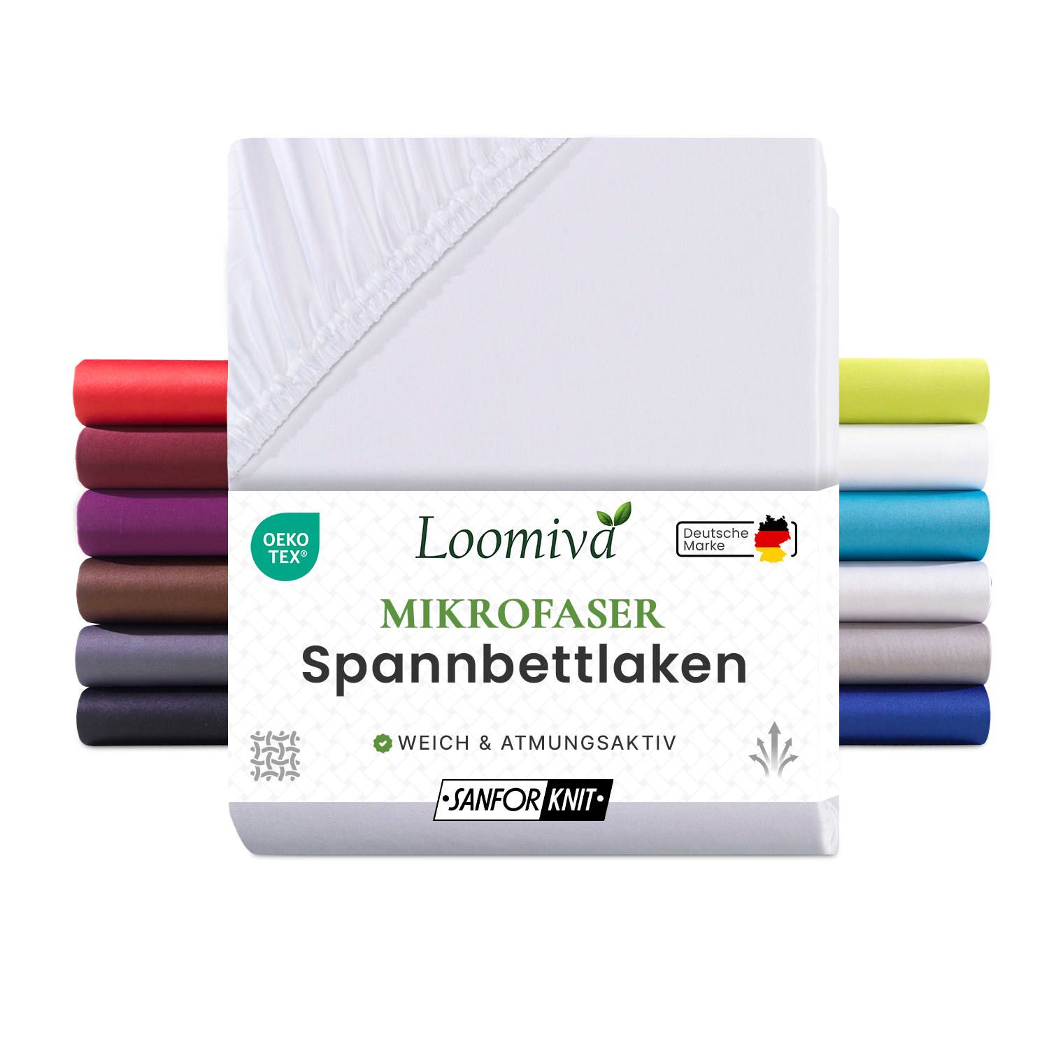 Mikrofaser Spannbettlaken 135gsm in große 180-200×200+30 cm | Weiss Farbe