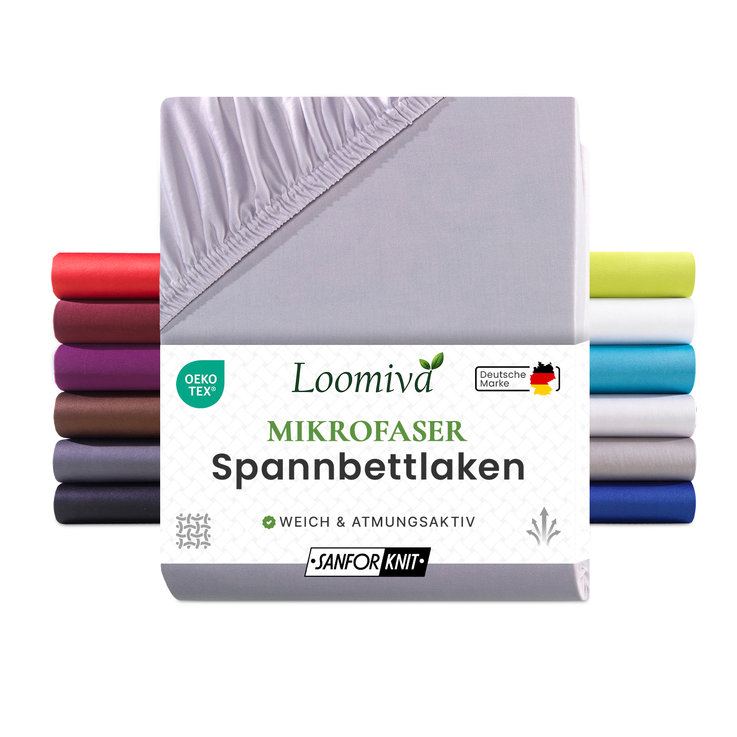 Mikrofaser Spannbettlaken 135gsm in große 140-160×200+30 cm | Silber / Hellgrau Farbe
