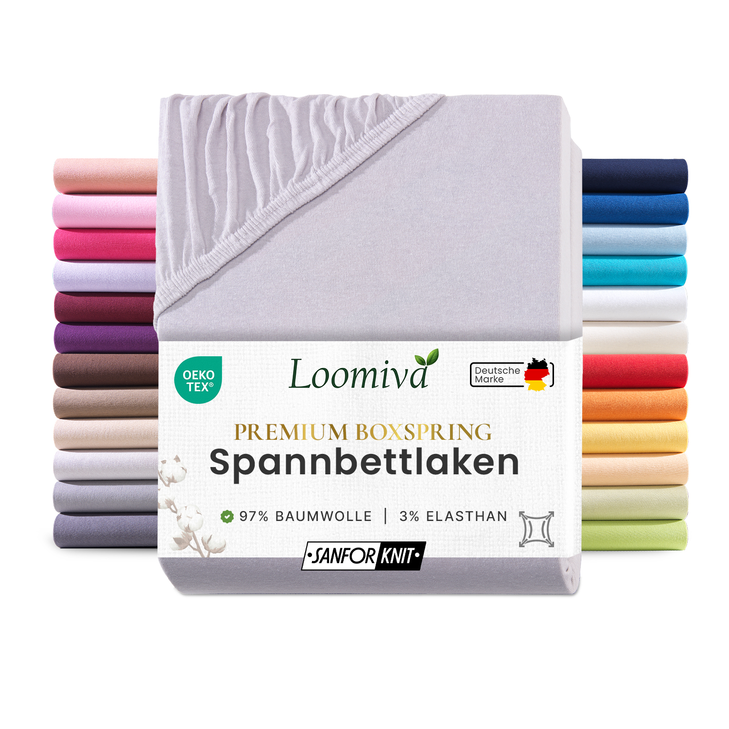 WB/Boxspringbett Spannbettlaken 190gsm in große 180-200×220+40 cm | Silber / Hellgrau Farbe