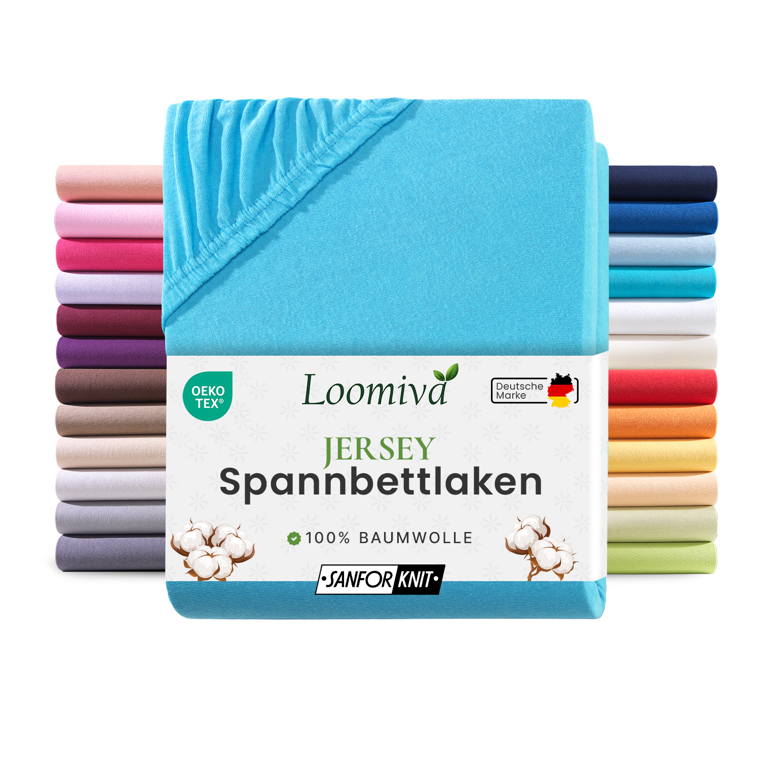 Jersey Spannbettlaken 140gsm in große 90-100×200+30 cm | Tuerkis Farbe
