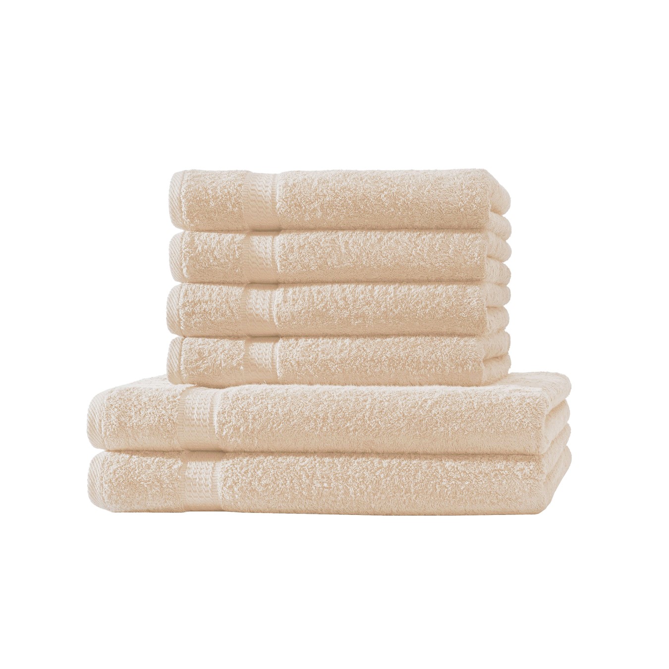 Loomiva Frottier Set 4x Handtuch + 2X Duschtuch | 500g/m² | 100% Baumwolle | Extra Weich | Öko-TEX Standard 100 | Beige