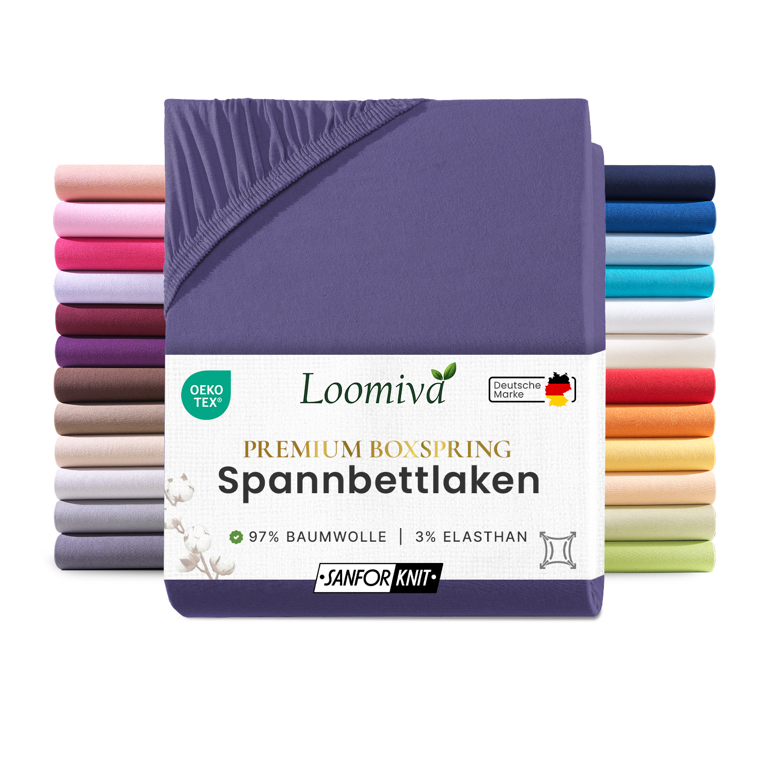 WB/Boxspringbett Spannbettlaken 190gsm in große 180-200×220+40 cm | Violett / Lila Farbe