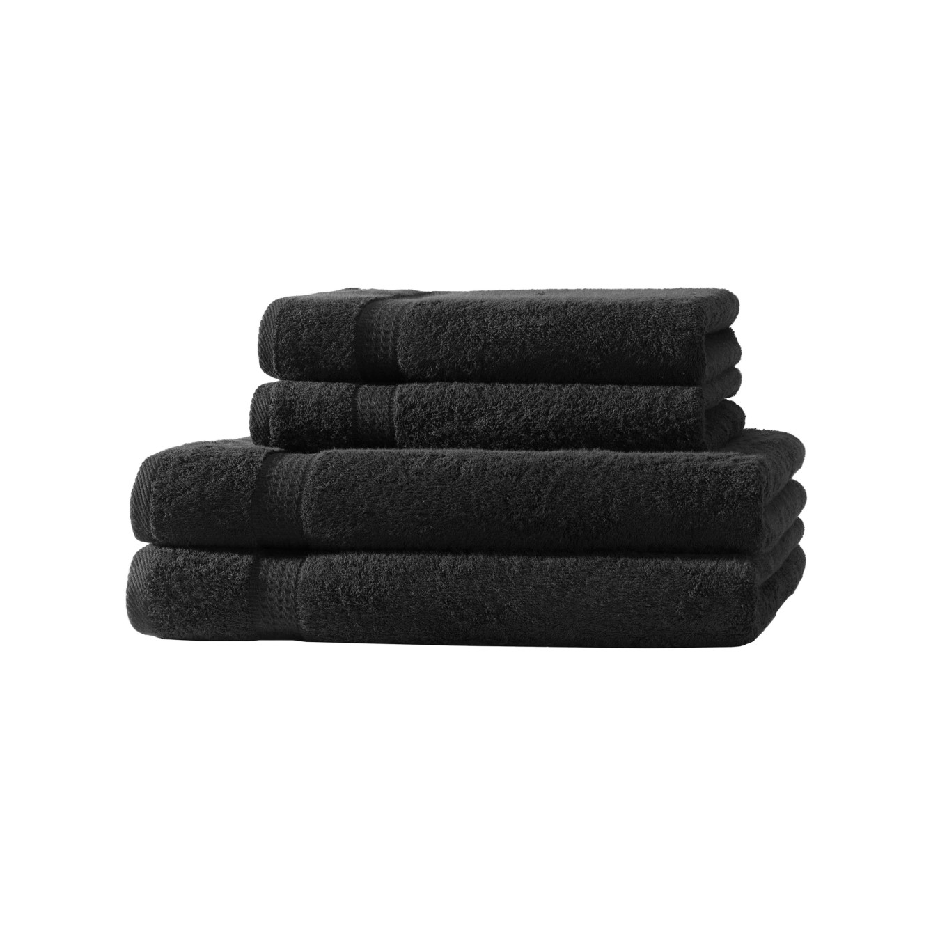 4er Set 2X Handtuch + 2X Duschtuch in Schwarz | 500g/m² | 100% Baumwolle