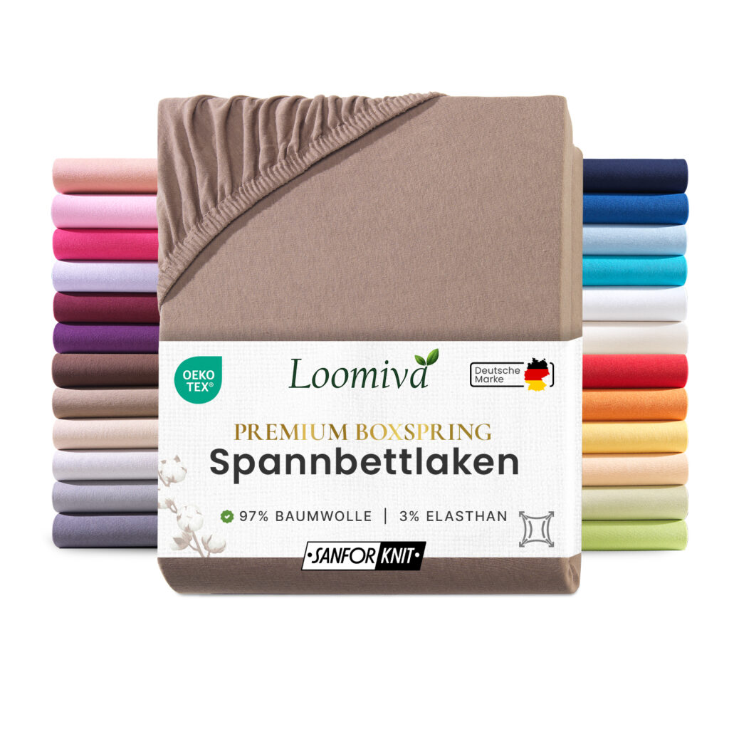 WB/Boxspringbett Spannbettlaken 190 g/m² in Größe 140-160×220+40 cm | Nougat / Taupe Farbe